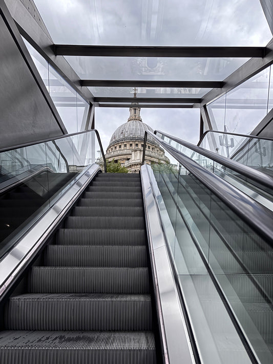 A Moment Between Levels: St. Paul’s from the Escalator