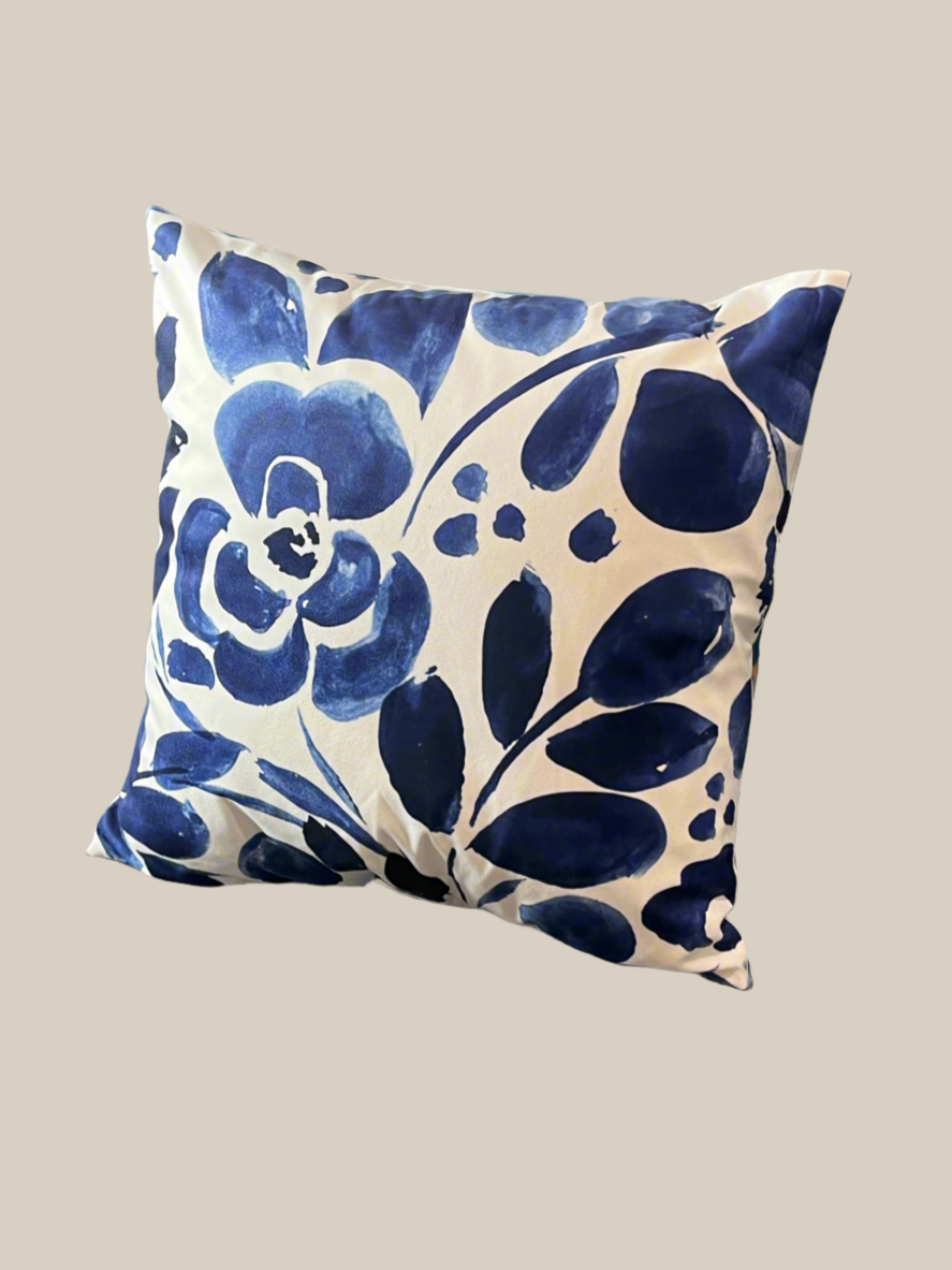 Brushstroke Blossom Blue Cushion Cover – 45x45cm