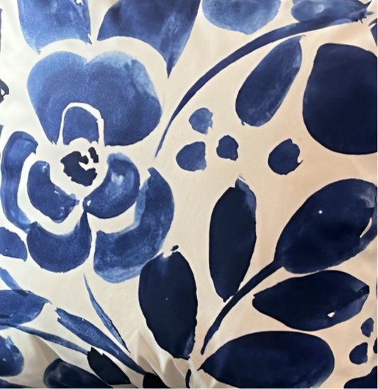 Brushstroke Blossom Blue Cushion Cover – 45x45cm