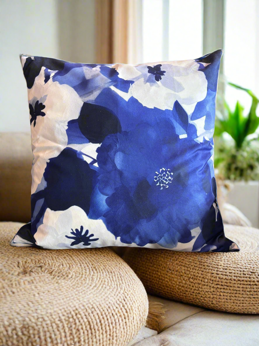 Midnight Blue Floral Cushion Cover – 45x45cm