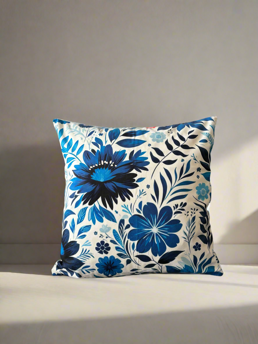 Tropical Blue Floral Cushion Cover – 45x45cm