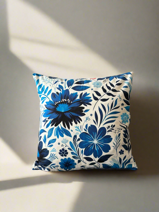 Tropical Blue Floral Cushion Cover – 45x45cm