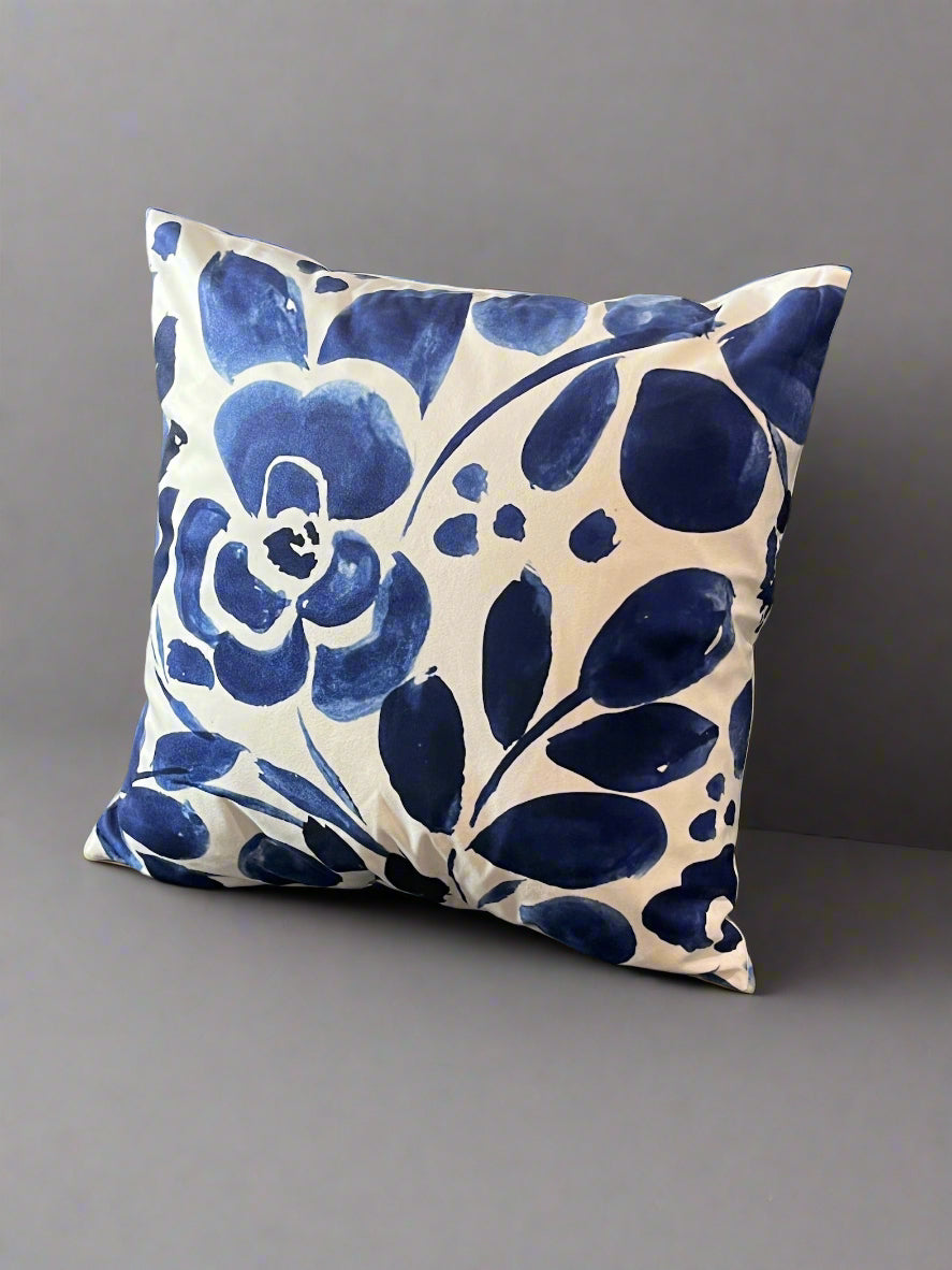Brushstroke Blossom Blue Cushion Cover – 45x45cm