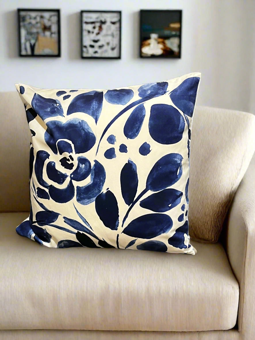 Brushstroke Blossom Blue Cushion Cover – 45x45cm