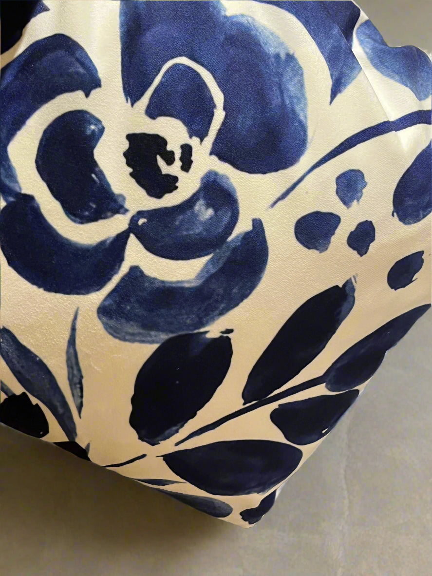 Brushstroke Blossom Blue Cushion Cover – 45x45cm