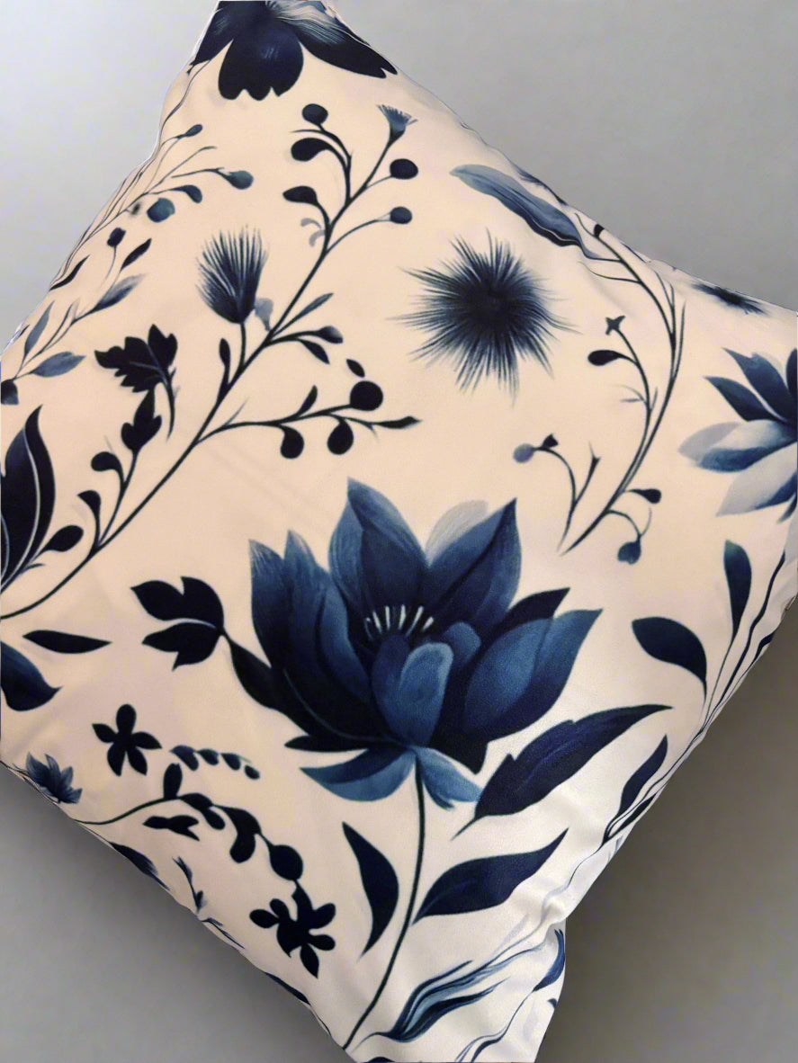 Porcelain Bloom Meadow Cushion Cover – 45x45cm