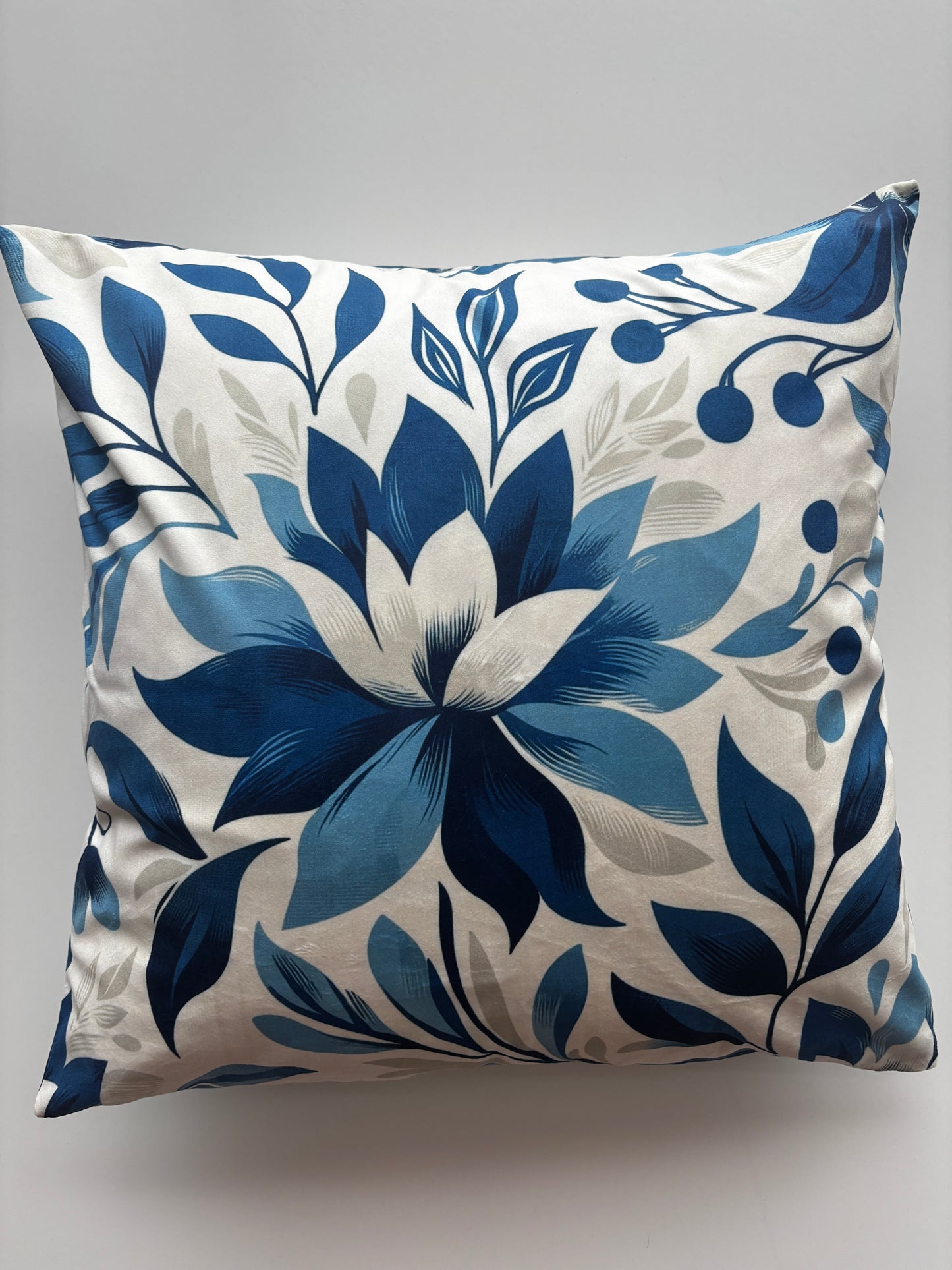 Ivory & Navy Bloom Cushion Cover – 45x45cm