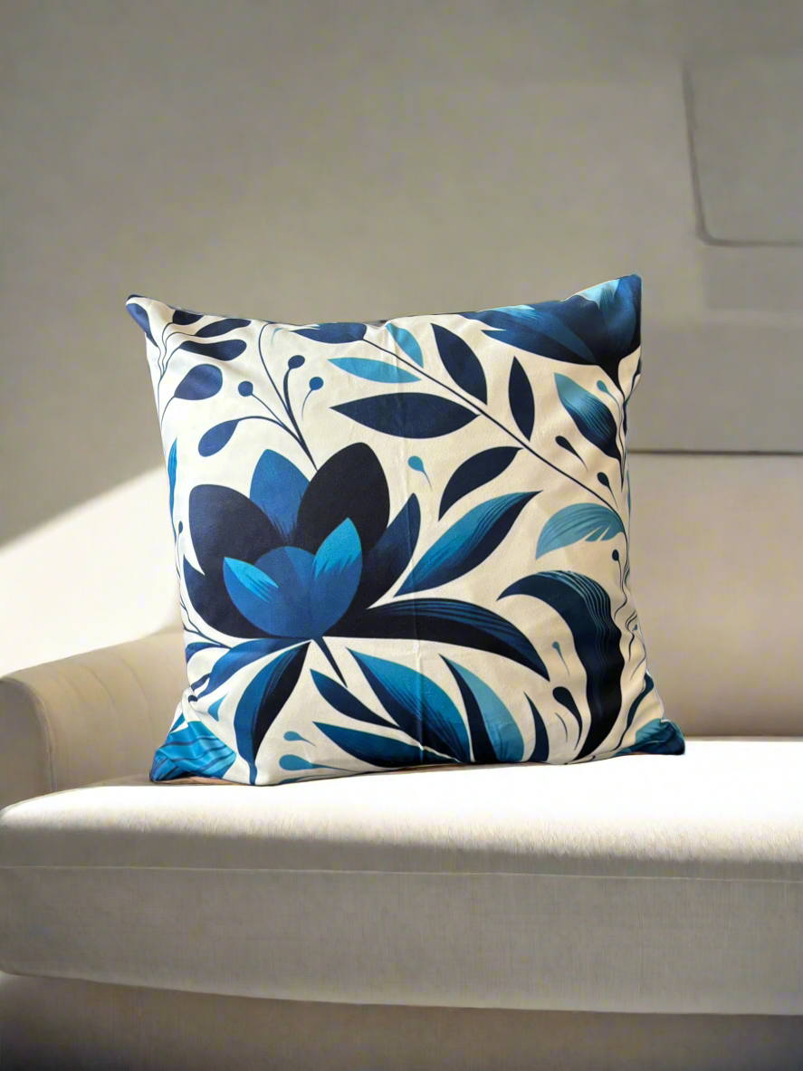 Blue Floral Cushion Cover