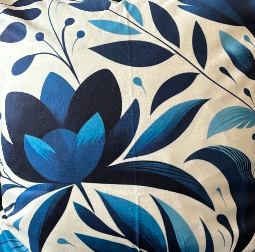 Blue Floral Cushion Cover