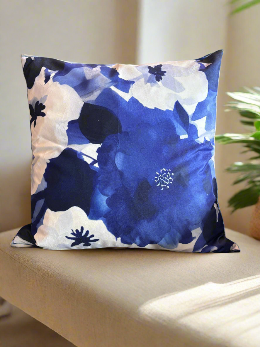 Midnight Blue Floral Cushion Cover – 45x45cm