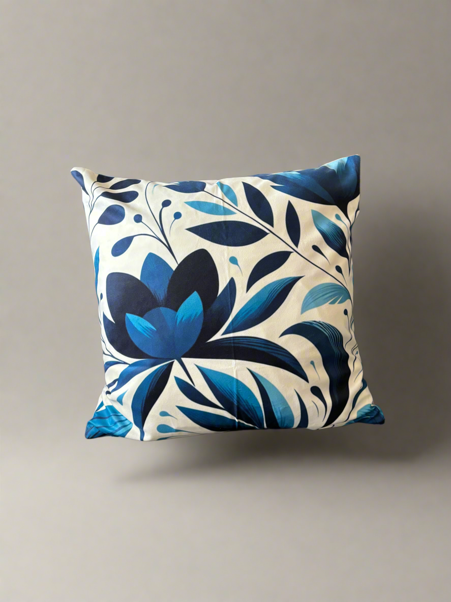 Blue Floral Cushion Cover