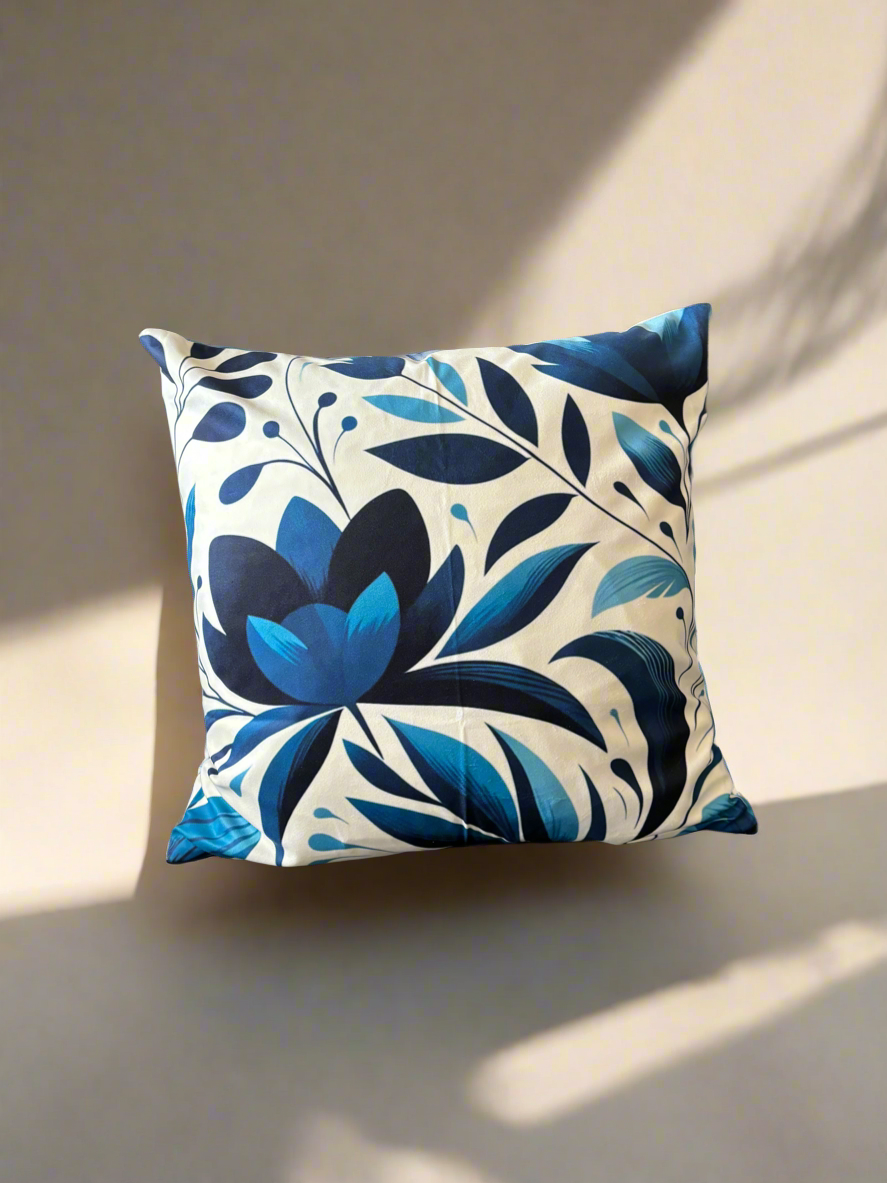 Blue Floral Cushion Cover