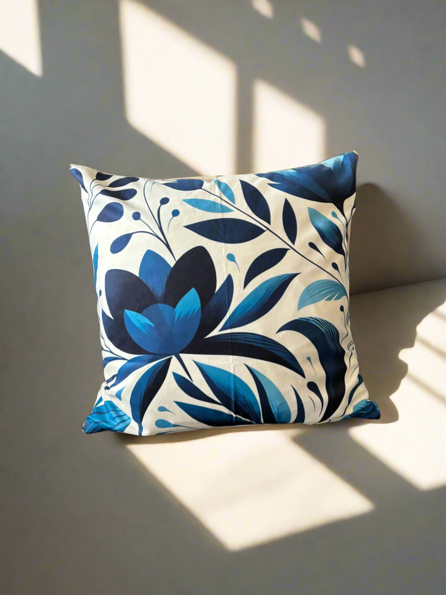 Blue Floral Cushion Cover