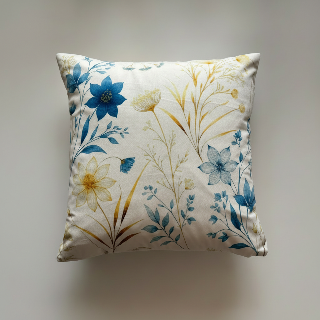 Golden Meadow Floral Cushion Cover – 45x45cm