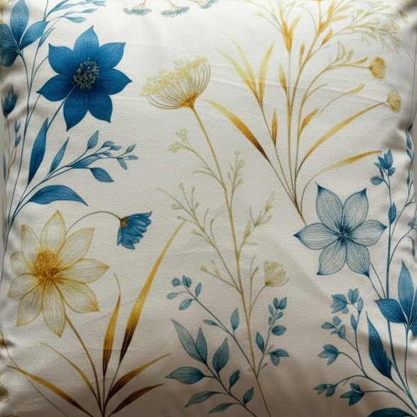 Golden Meadow Floral Cushion Cover – 45x45cm