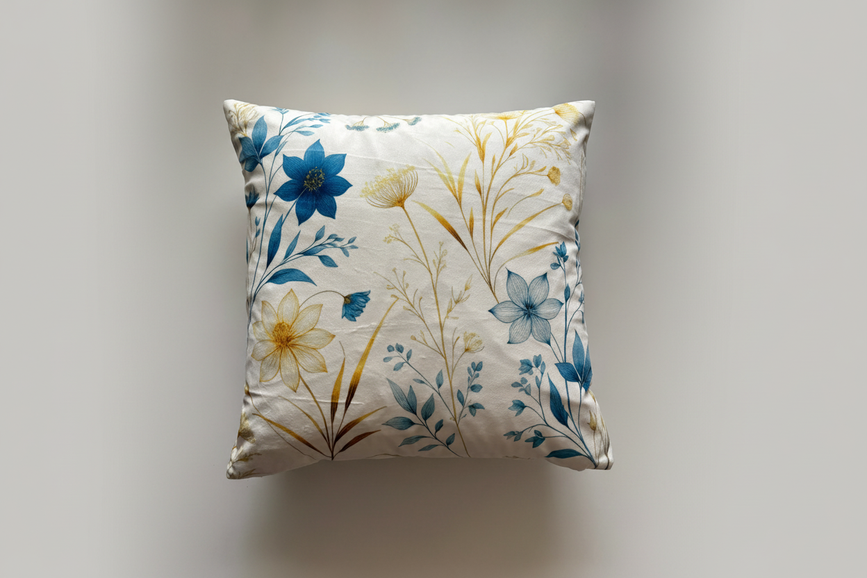 Golden Meadow Floral Cushion Cover – 45x45cm