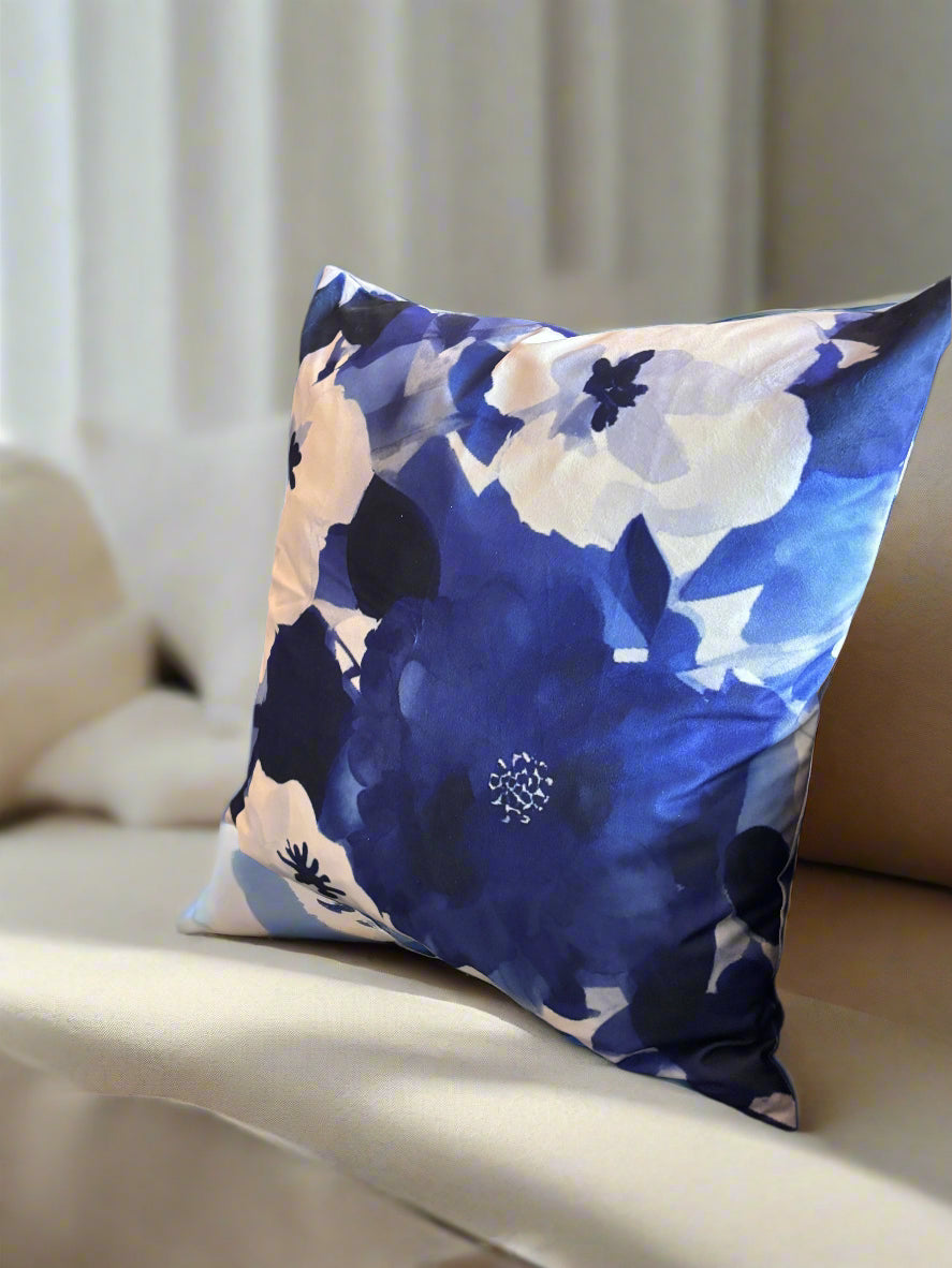 Midnight Blue Floral Cushion Cover – 45x45cm