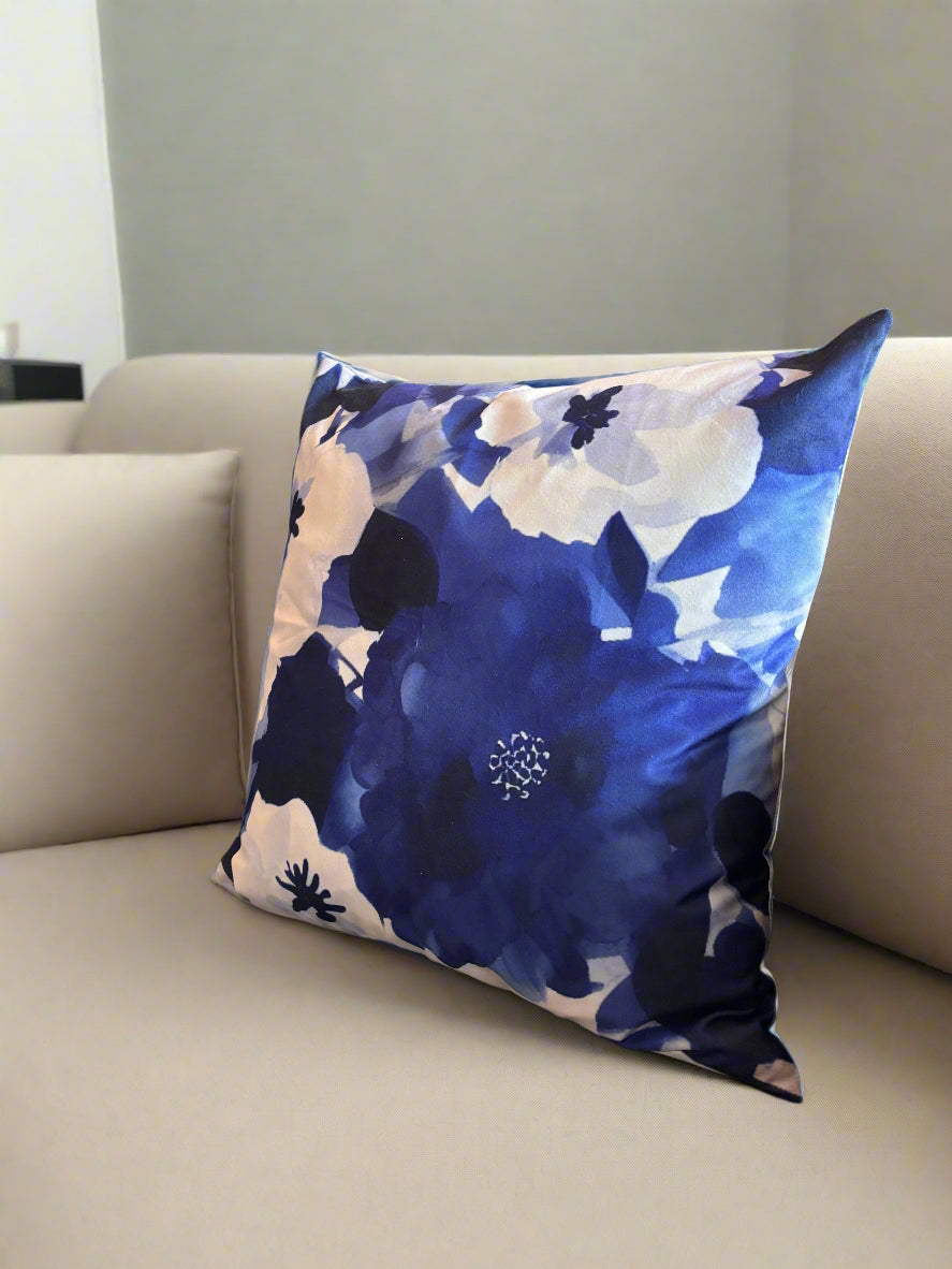 Midnight Blue Floral Cushion Cover – 45x45cm