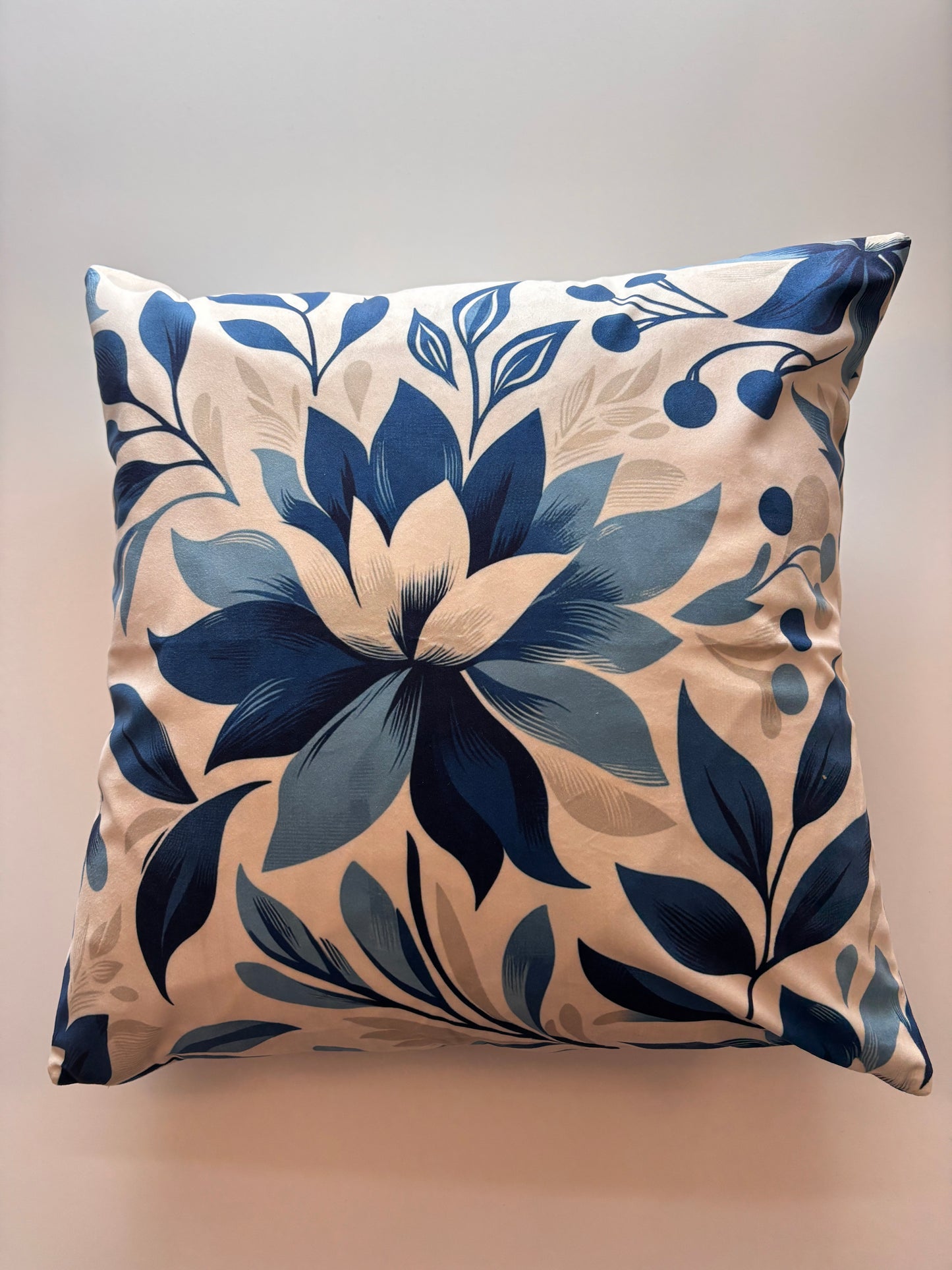 Ivory & Navy Bloom Cushion Cover – 45x45cm
