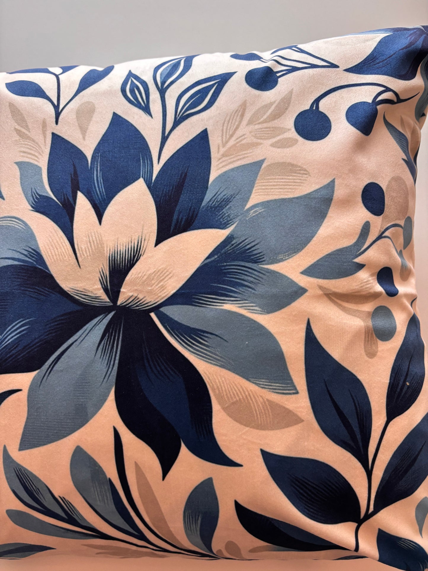Ivory & Navy Bloom Cushion Cover – 45x45cm