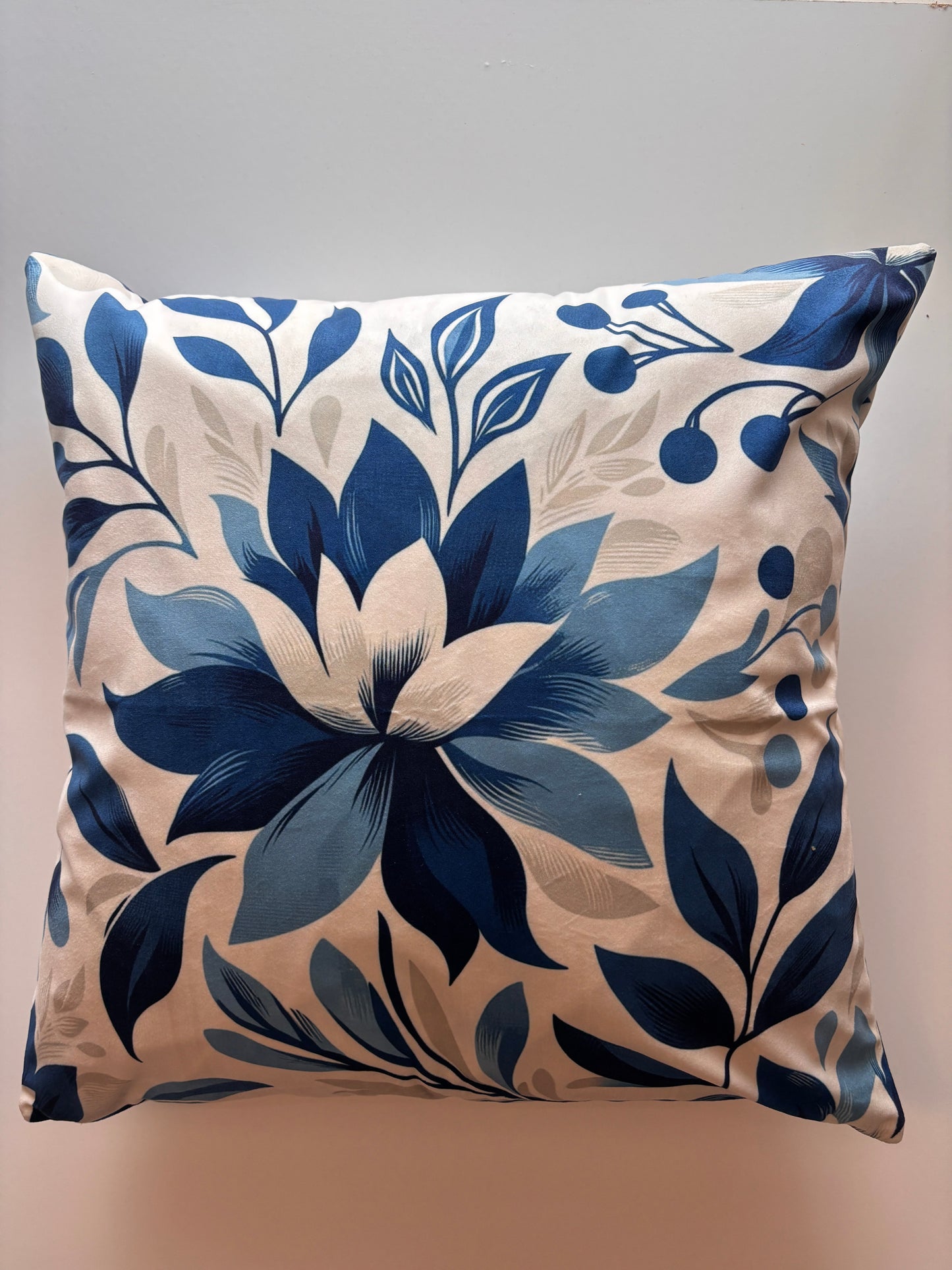 Ivory & Navy Bloom Cushion Cover – 45x45cm
