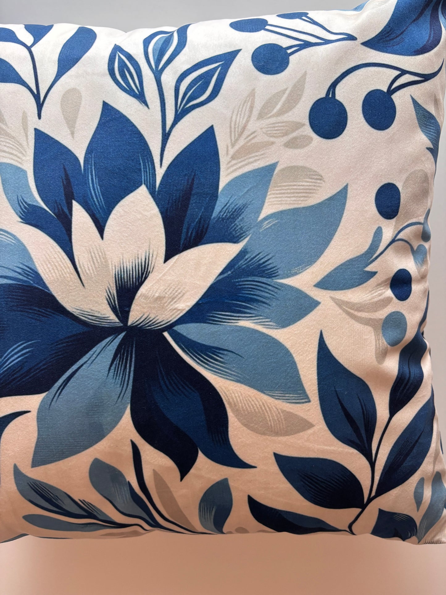 Ivory & Navy Bloom Cushion Cover – 45x45cm