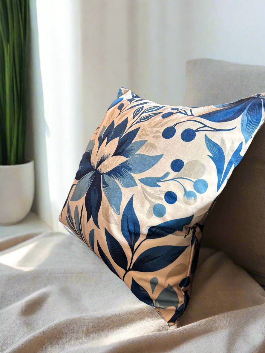 Ivory & Navy Bloom Cushion Cover – 45x45cm