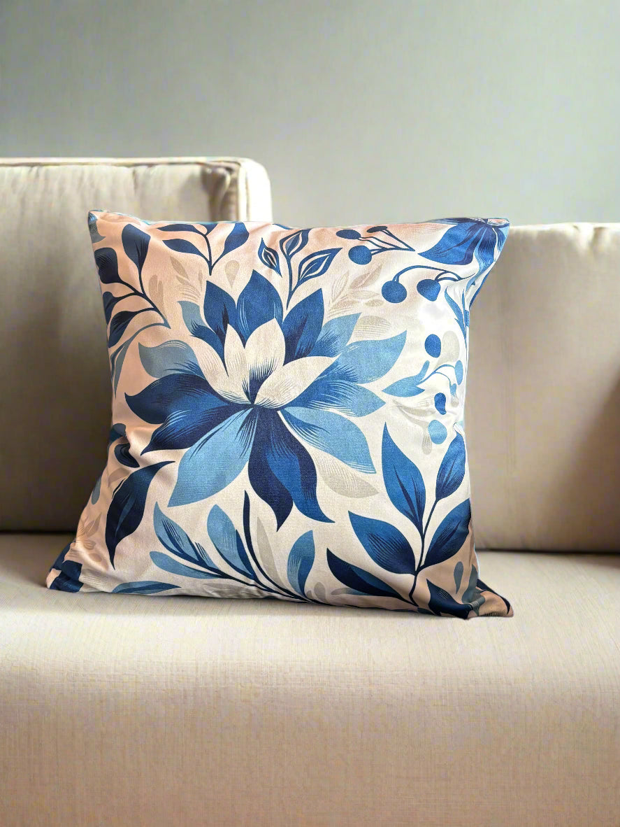 Ivory & Navy Bloom Cushion Cover – 45x45cm