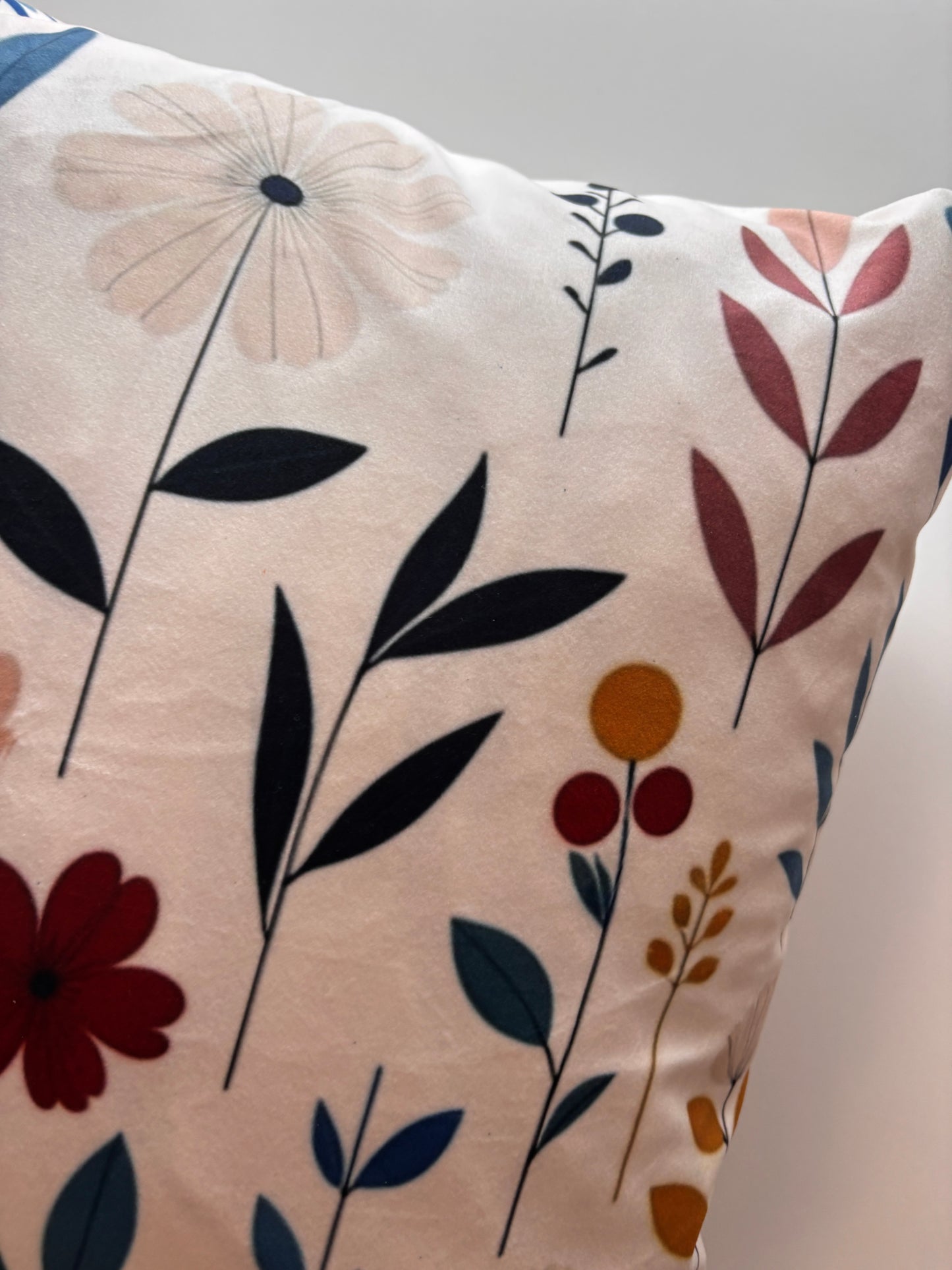 Soft White & Blue Bloom Cushion Cover – 45x45cm