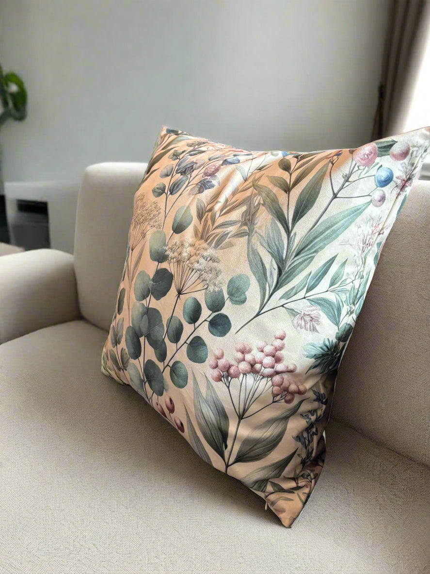 Sage Green Floral Cushion Cover – 45x45cm