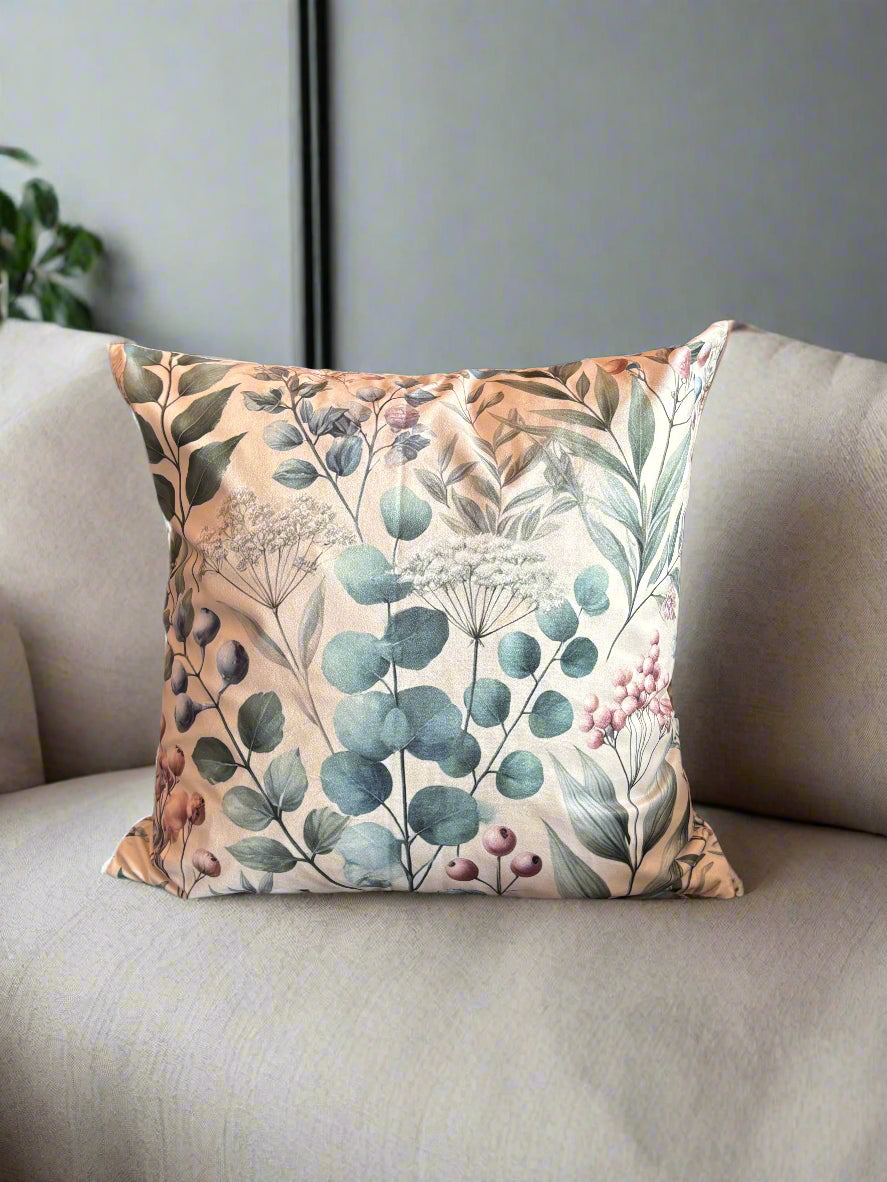 Sage Green Floral Cushion Cover – 45x45cm