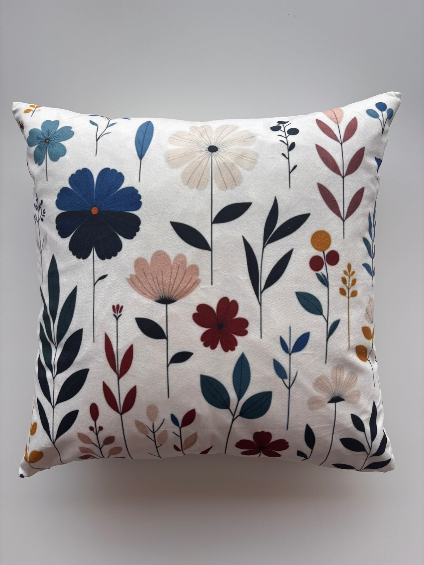 Soft White & Blue Bloom Cushion Cover – 45x45cm