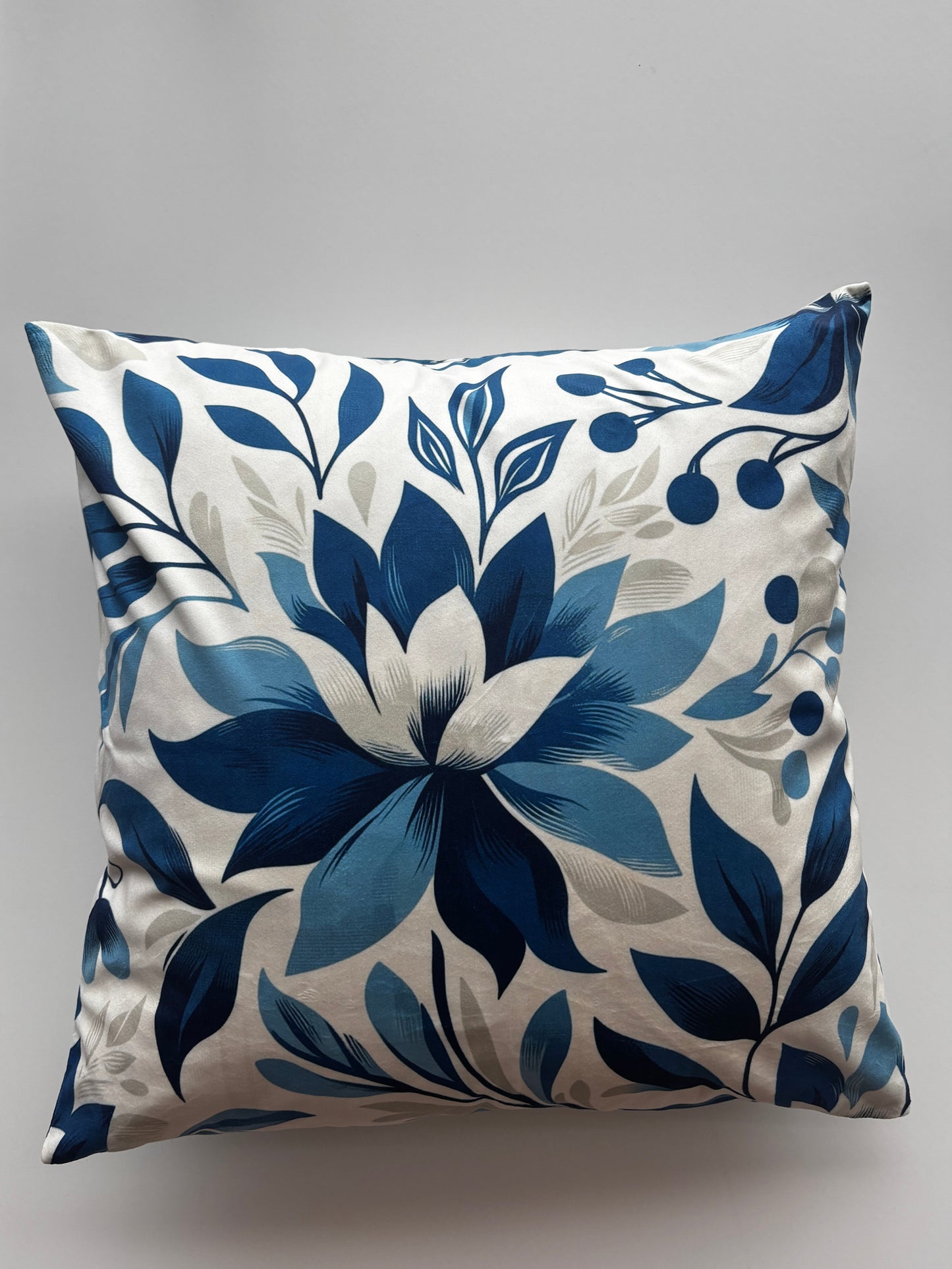Ivory & Navy Bloom Cushion Cover – 45x45cm