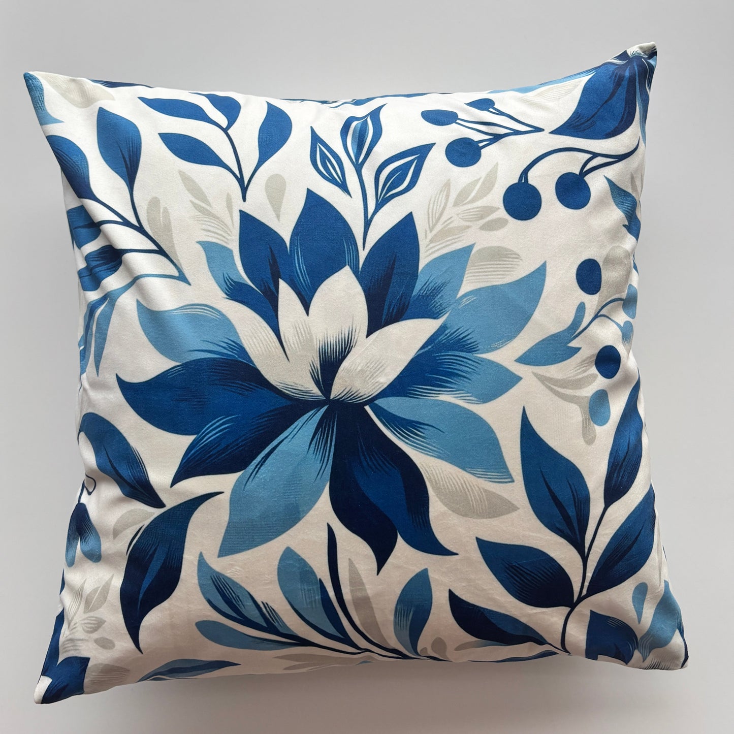 Ivory & Navy Bloom Cushion Cover – 45x45cm