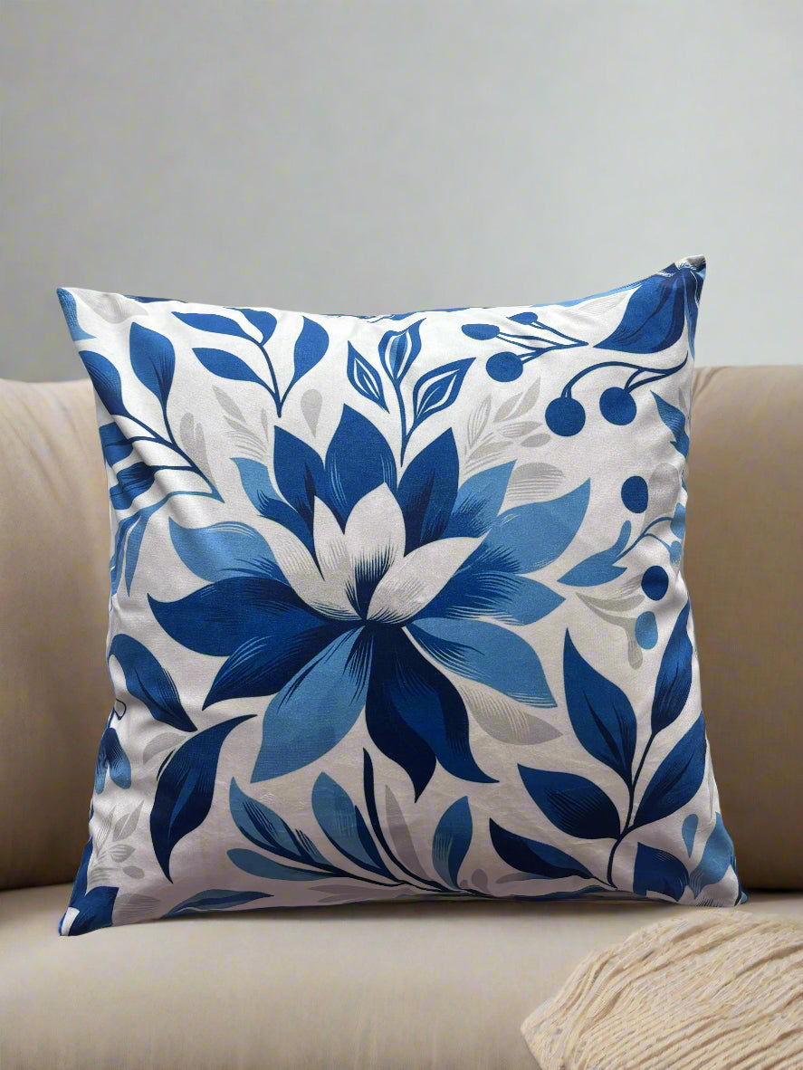 Ivory & Navy Bloom Cushion Cover – 45x45cm