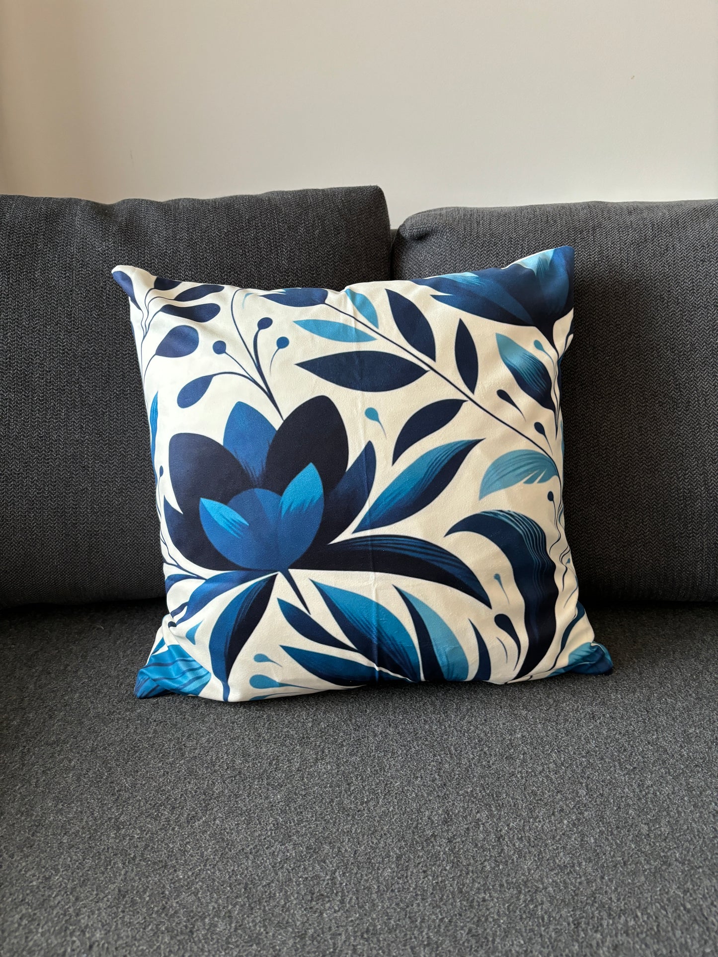 Blue Floral Cushion Cover