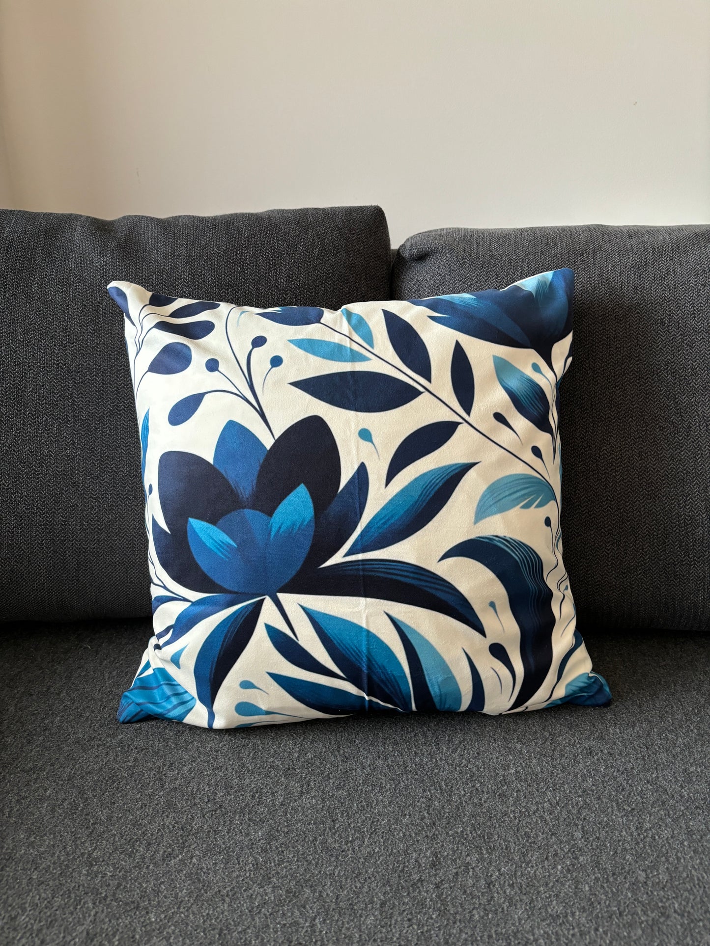 Blue Floral Cushion Cover