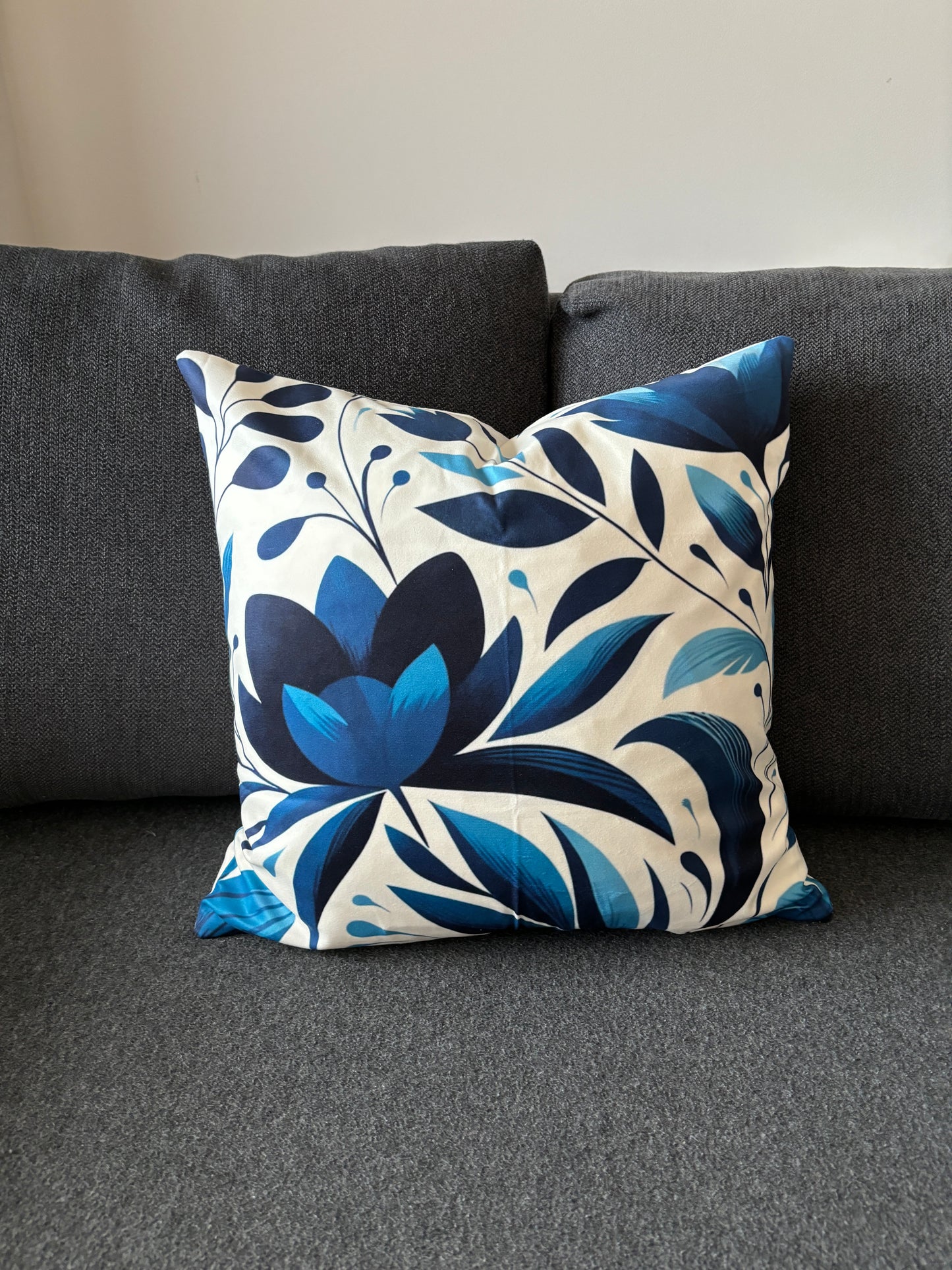 Blue Floral Cushion Cover