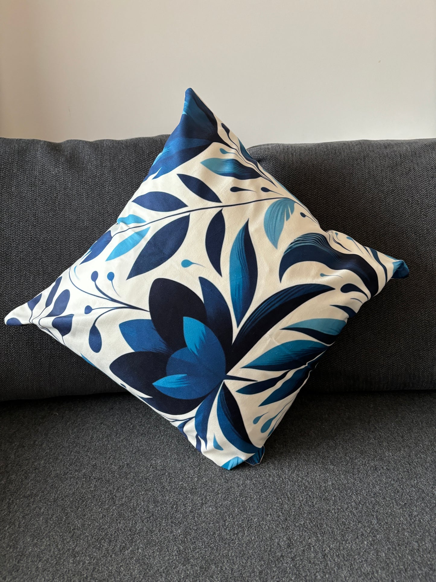 Blue Floral Cushion Cover